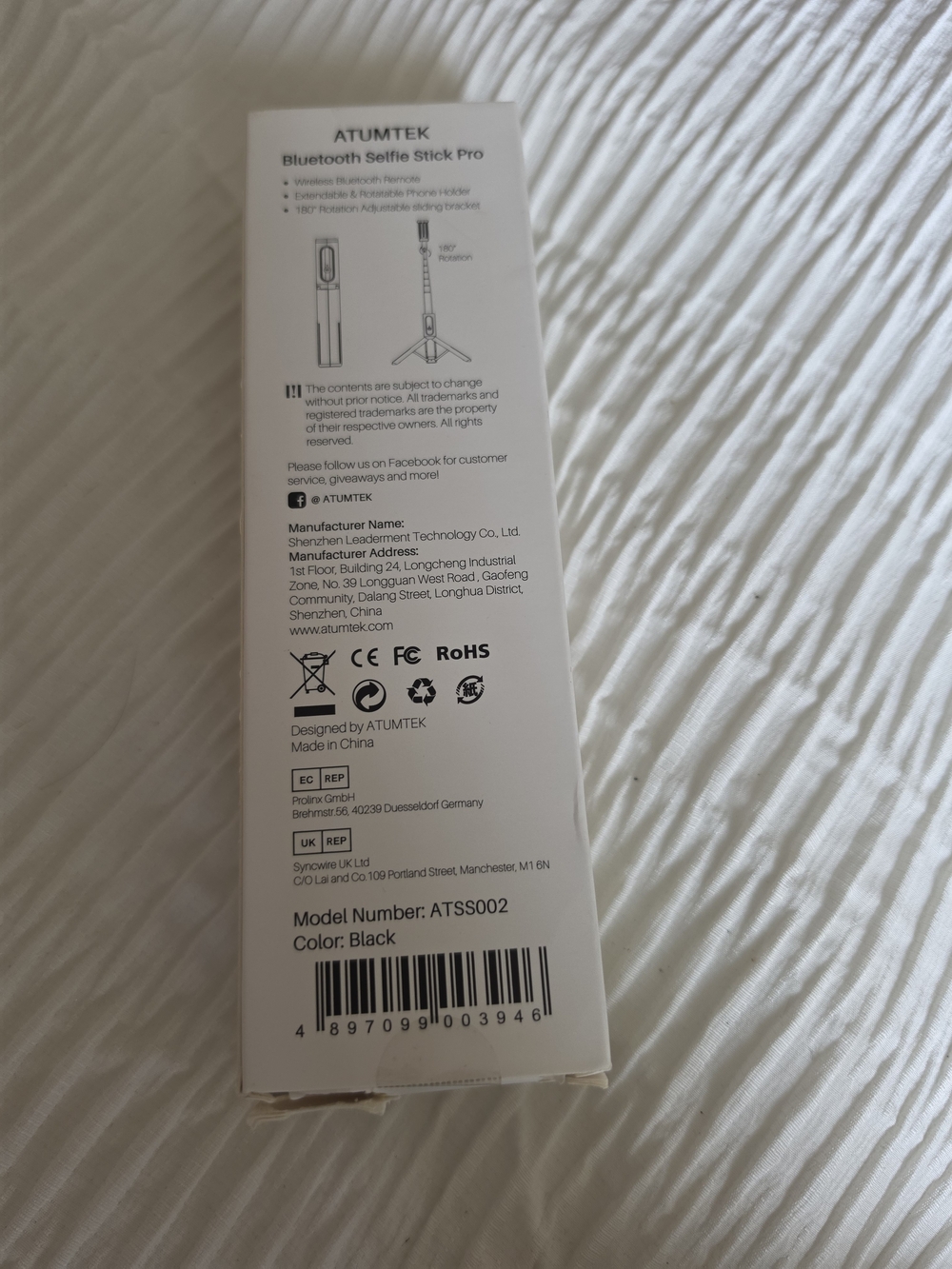 Atumtek Bluetooth Selfie Stick- New In Box - Picture 3 of 3